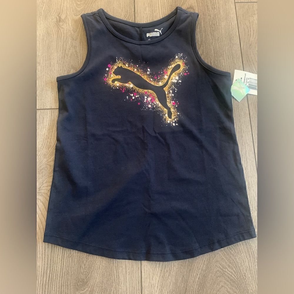 Puma girls graphic tank top with opening on the back